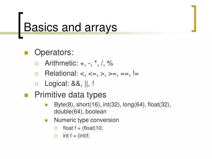 basics and arrays