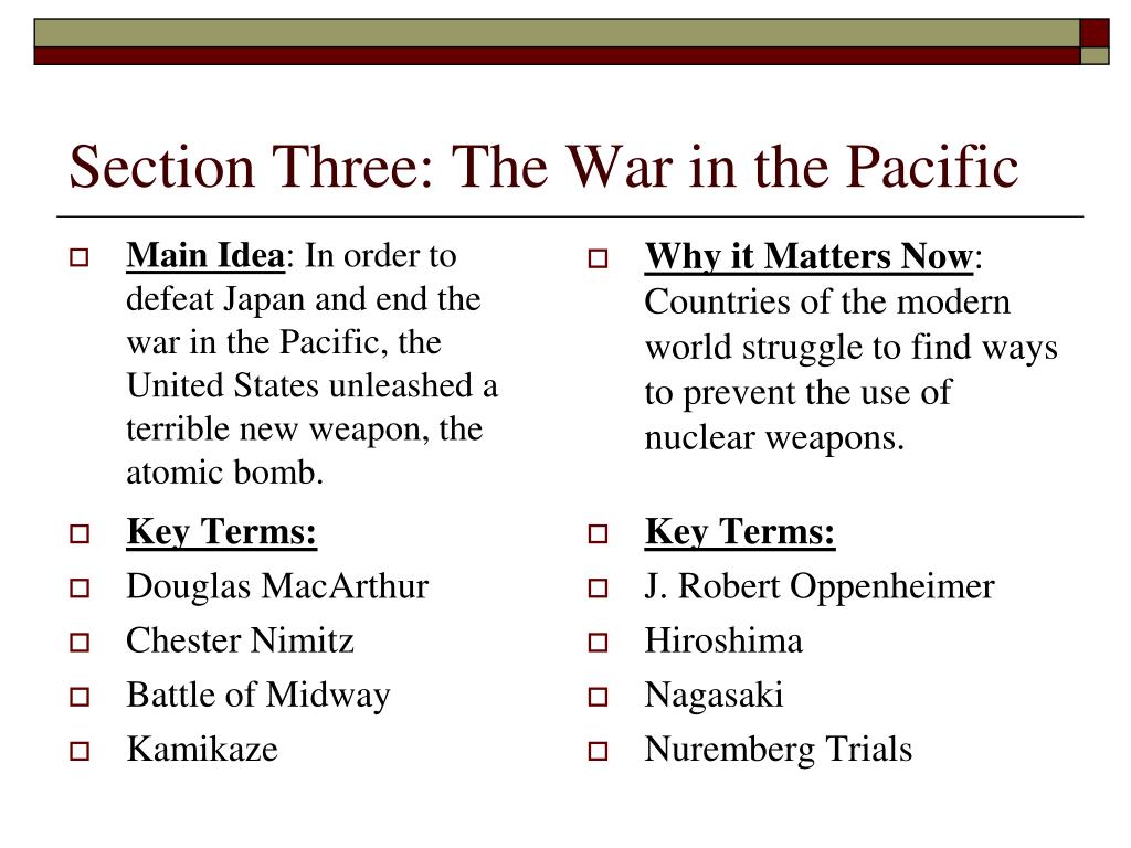 PPT - Section Three: The War in the Pacific PowerPoint Presentation ...