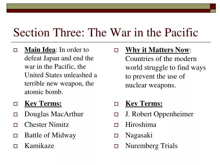 section three the war in the pacific