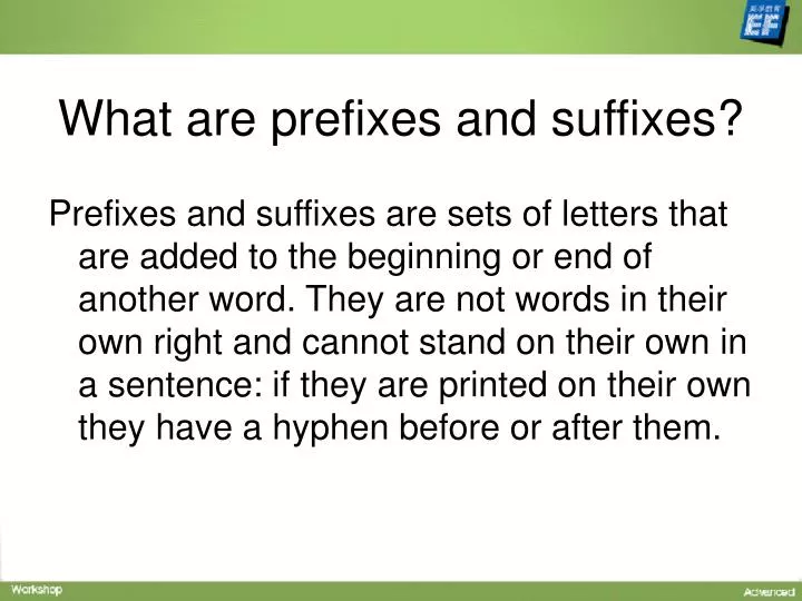 what are prefixes and suffixes