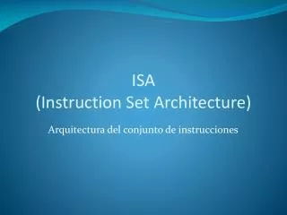 isa instruction set architecture