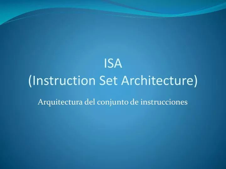 isa instruction set architecture