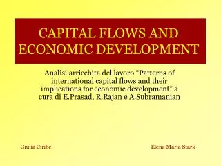 capital flows and economic development
