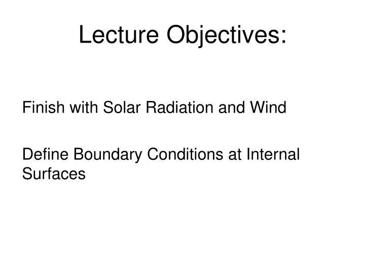 lecture objectives