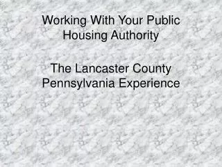 working with your public housing authority