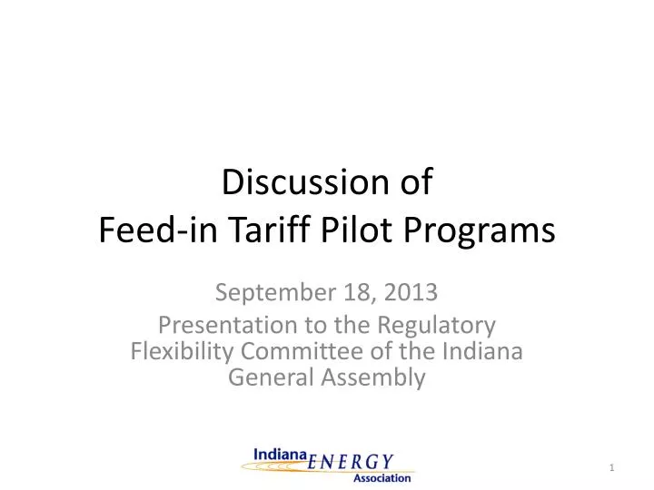 discussion of feed in tariff pilot programs