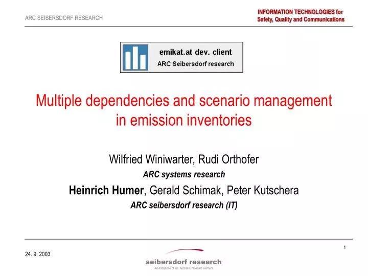multiple dependencies and scenario management in emission inventories