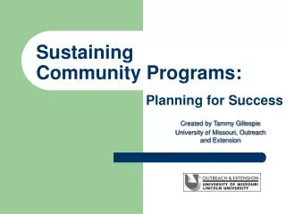 Sustaining Community Programs: