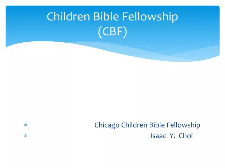 children bible fellowship cbf