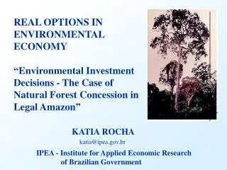 IPEA - Institute for Applied Economic Research	 of Brazilian Government