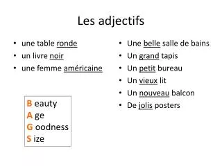 les adjectifs