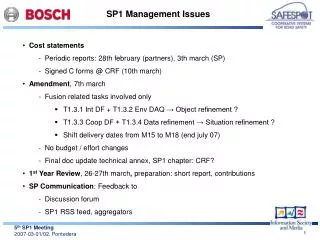 SP1 Management Issues