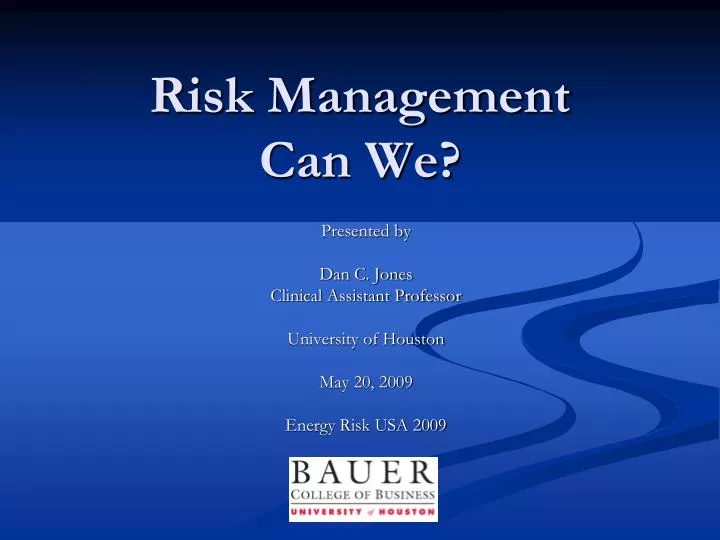 risk management can we
