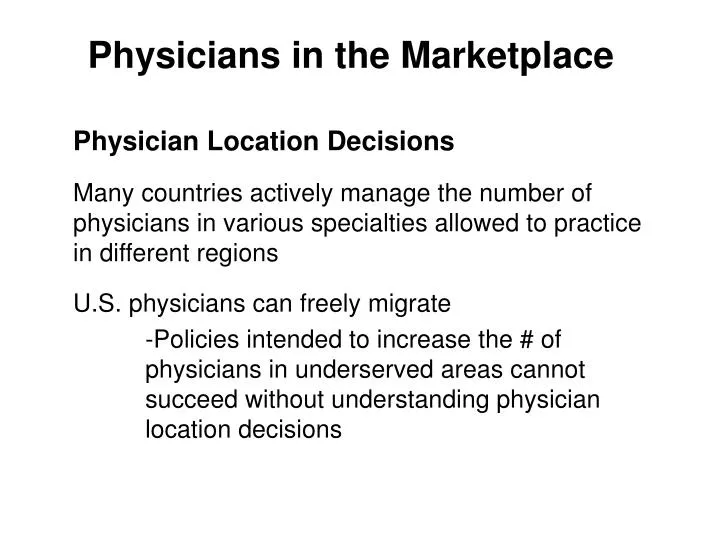 physicians in the marketplace