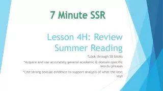 Lesson 4H: Review Summer Reading