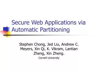 Secure Web Applications via Automatic Partitioning