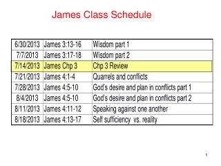 James Class Schedule