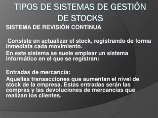 tipos de sistemas de gesti n de stocks
