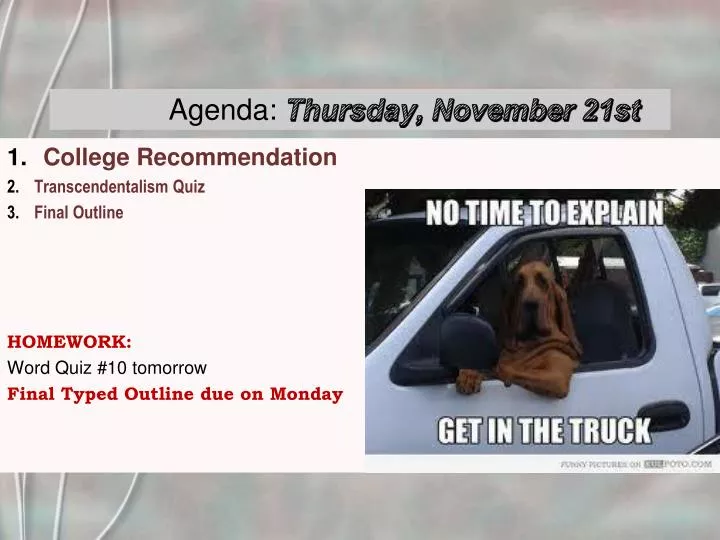 agenda thursday november 21st
