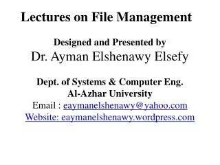 Lectures on File Management