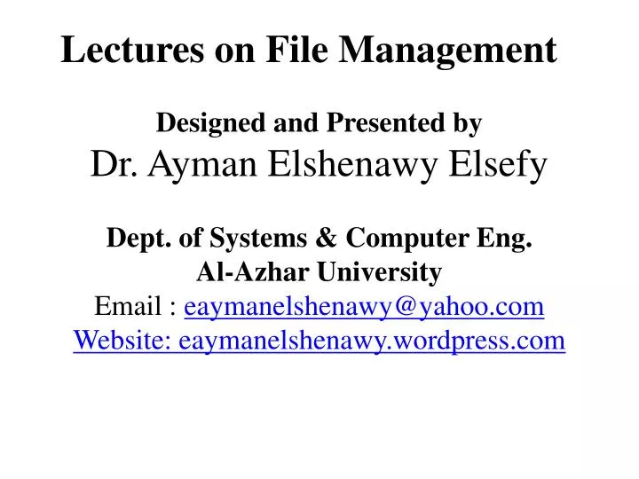 lectures on file management