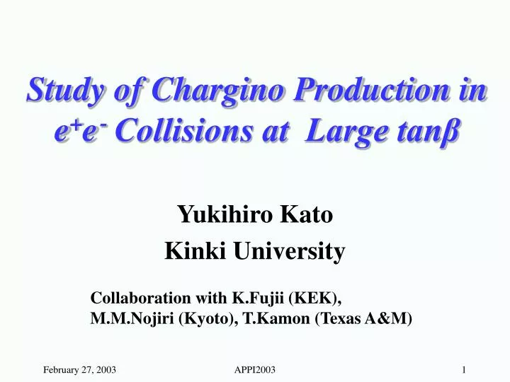 study of chargino production in e e collisions at large tan