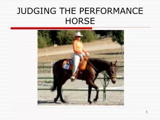 JUDGING THE PERFORMANCE HORSE