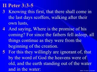 II Peter 3:3-5