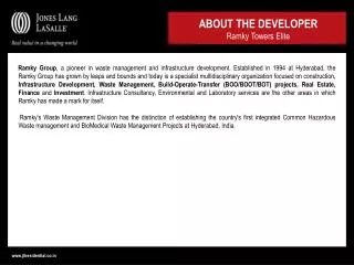 ABOUT THE DEVELOPER Ramky Towers Elite