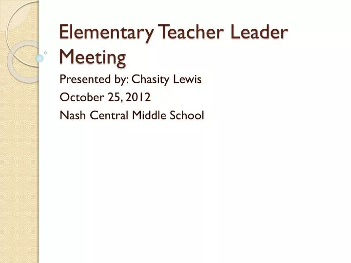 elementary teacher leader meeting