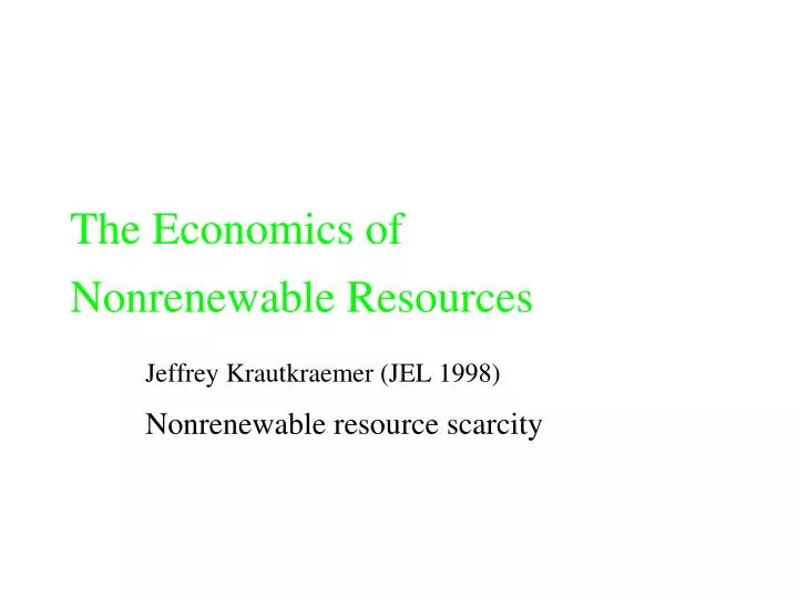 the economics of nonrenewable resources