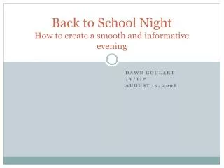 Back to School Night How to create a smooth and informative evening