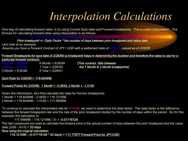 interpolation calculations