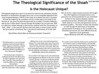 The Theological Significance of the Shoah