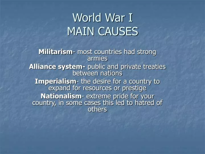 world war i main causes