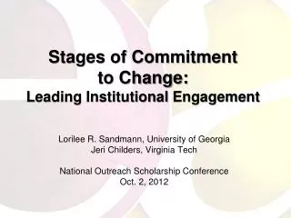 Stages of Commitment to Change: Leading Institutional Engagement