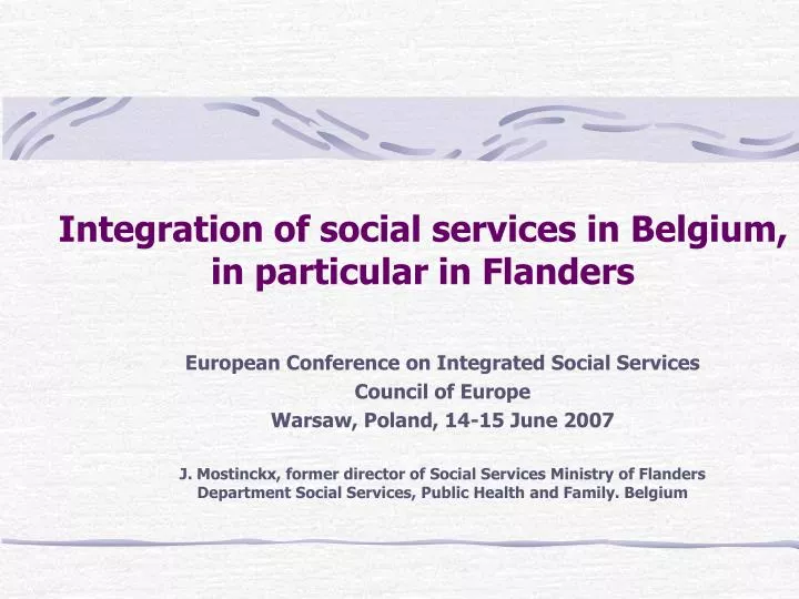integration of social services in belgium in particular in flanders