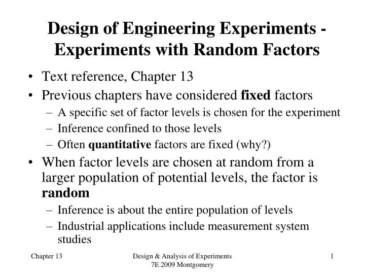 design of engineering experiments experiments with random factors