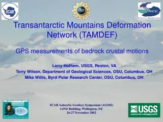 Transantarctic Mountains Deformation Network (TAMDEF) GPS measurements of bedrock crustal motions