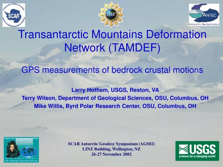 transantarctic mountains deformation network tamdef gps measurements of bedrock crustal motions
