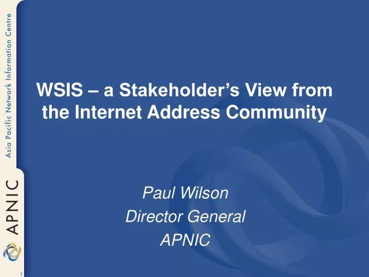 wsis a stakeholder s view from the internet address community