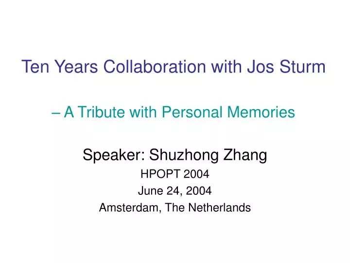 ten years collaboration with jos sturm a tribute with personal memories