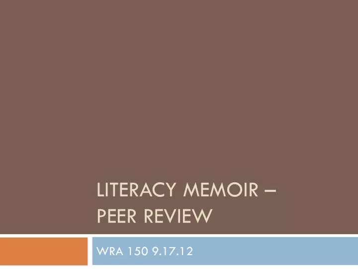 literacy memoir peer review