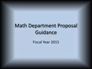 Math Department Proposal Guidance