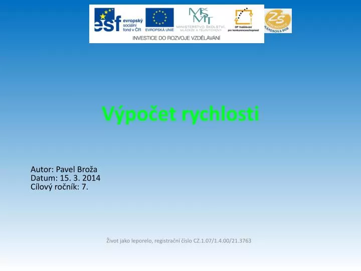 v po et rychlosti