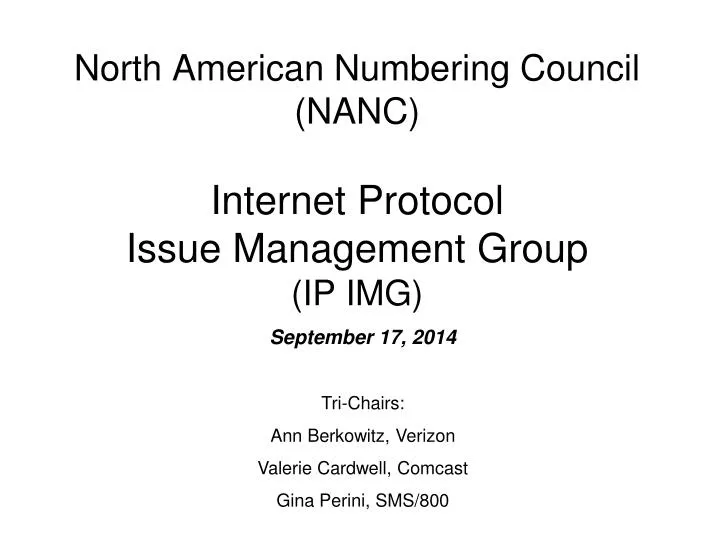 north american numbering council nanc internet protocol issue management group ip img