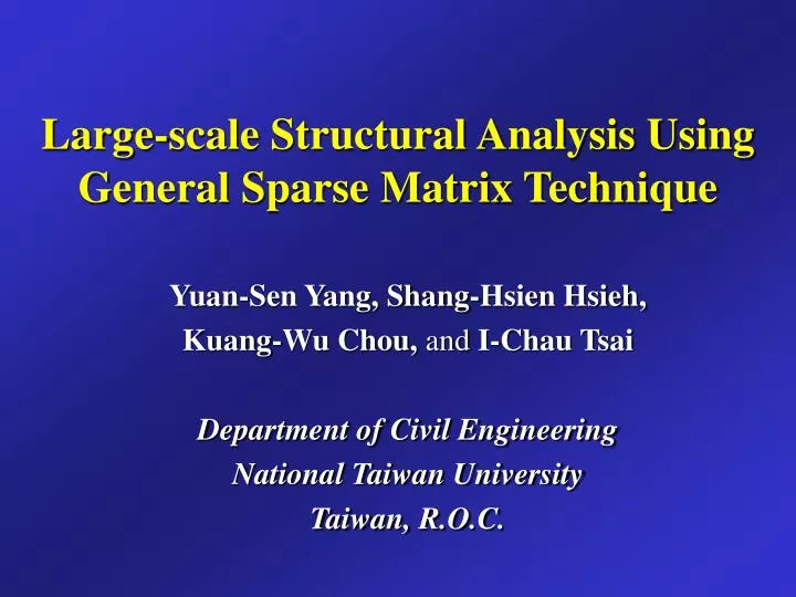 large scale structural analysis using general sparse matrix technique