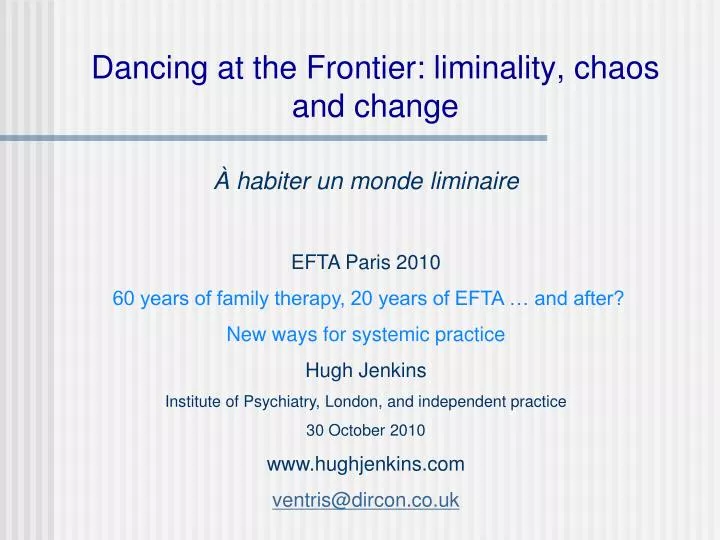 dancing at the frontier liminality chaos and change