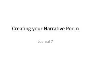 Creating your Narrative Poem
