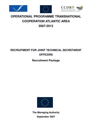 OPERATIONAL PROGRAMME TRANSNATIONAL COOPERATION ATLANTIC AREA 2007-2013